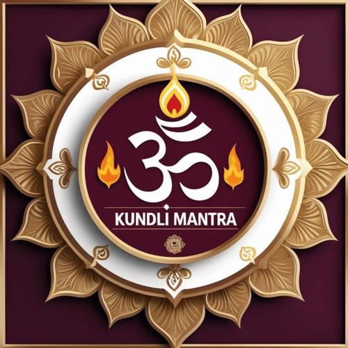 Kundli Mantra Logo with Om Symbol and Diya Flame